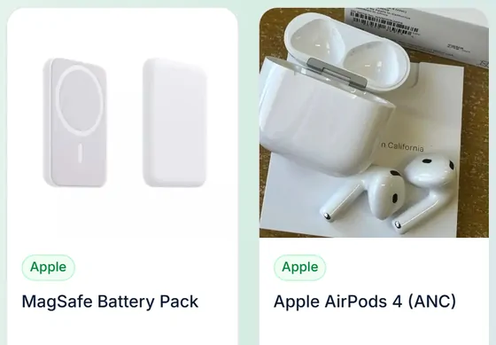 Gadgets and audio: two product cards from the catalogue category page