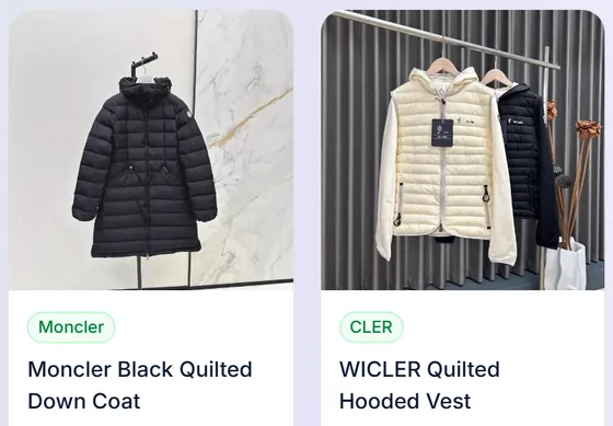 Womenswear (search): two product cards from the catalogue category page